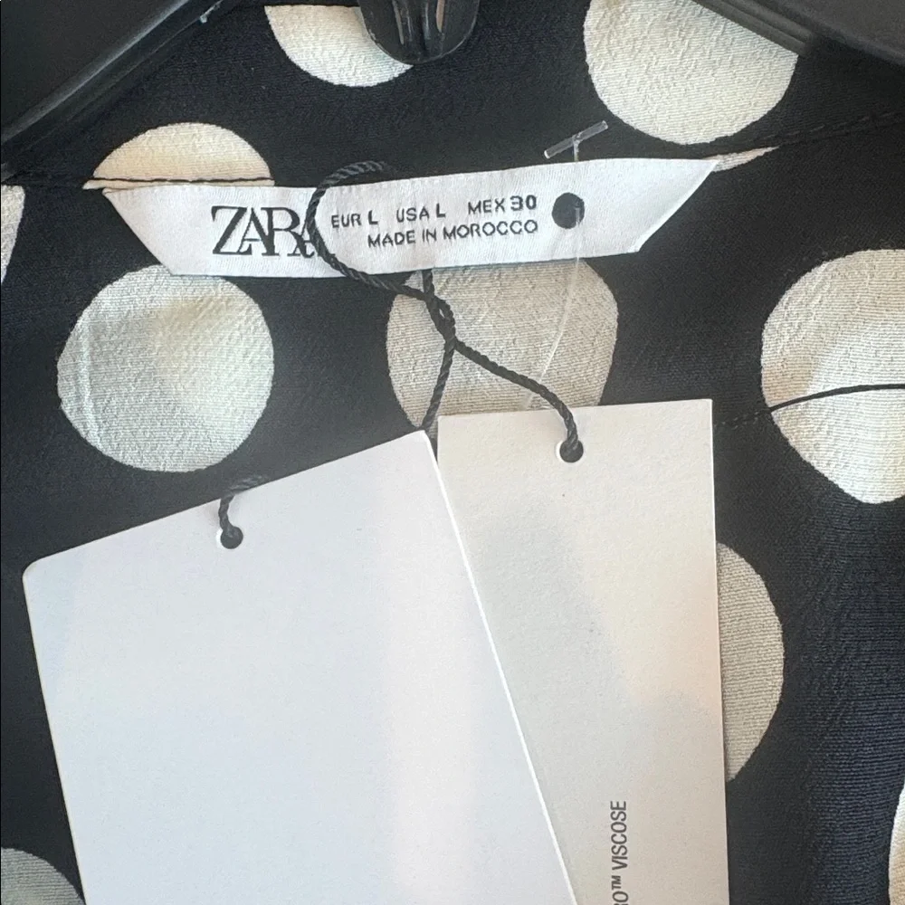 NEW Tag Zara Black & White Polka Dot Wrap Dress Size L Bloggers Fave - Picture 4 of 6
